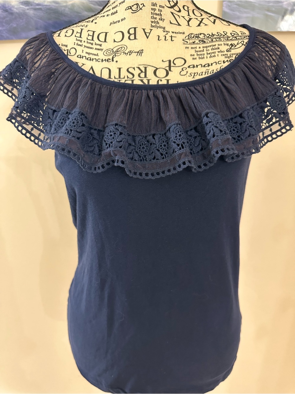 Ralph Lauren navy ruffle tank M